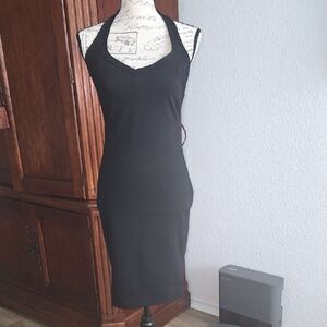 Kardashian Kollection Black Sheath Halter Dress